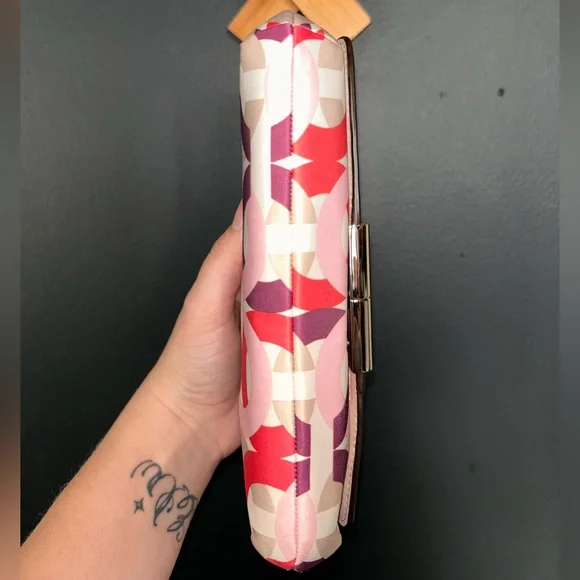 Coach Y2K Kristin Signature Monogram Multicolor Wristlet OP Art Fuchsia & Purple - Picture 6 of 14